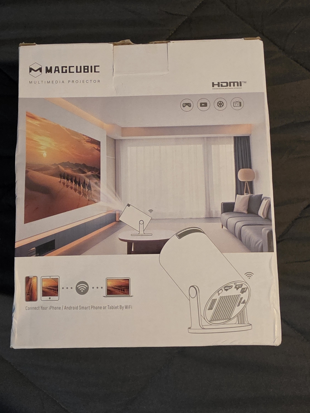 White Multimedia Projector - Compact WiFi Video Projector